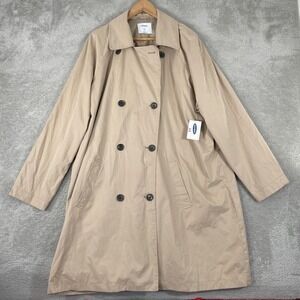 Old Navy Trench Coat Womens 2XL Tan Double Breasted Claymate Long Jacket